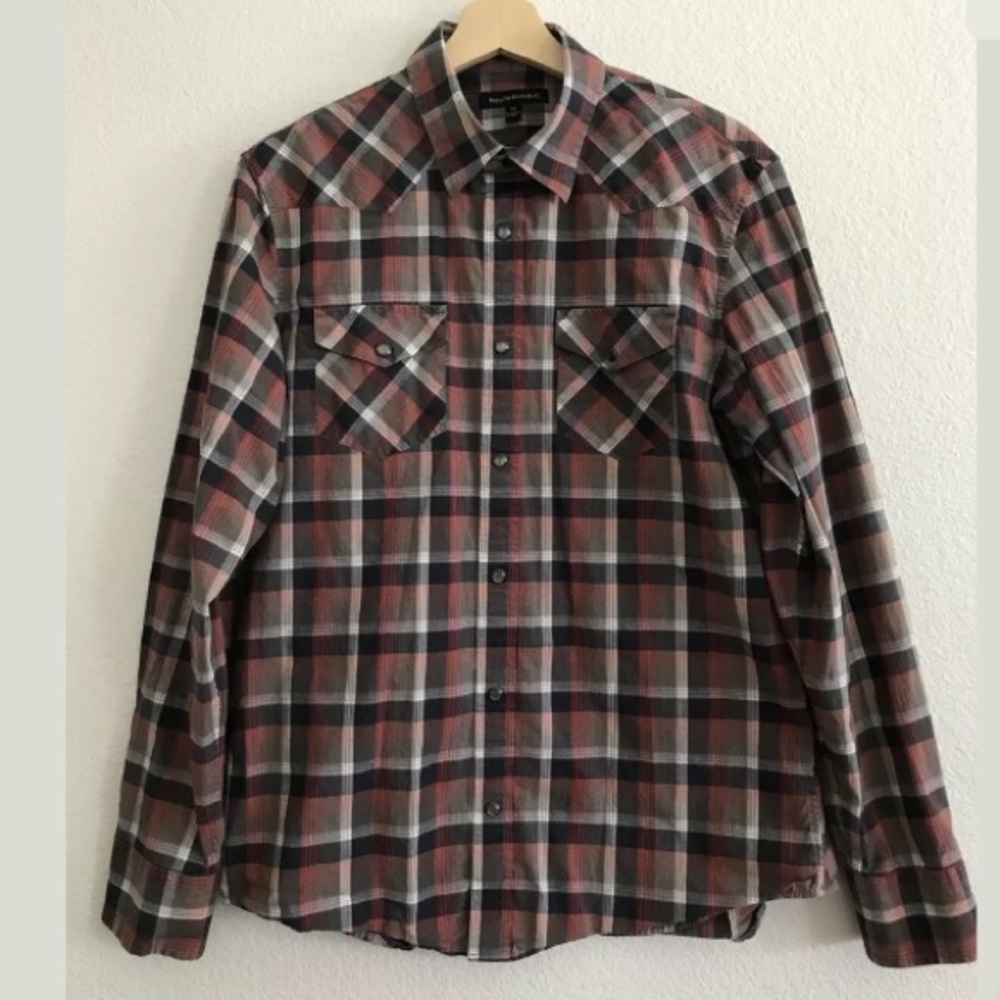 Banana Republic Plaid Western Button Up Shirt M